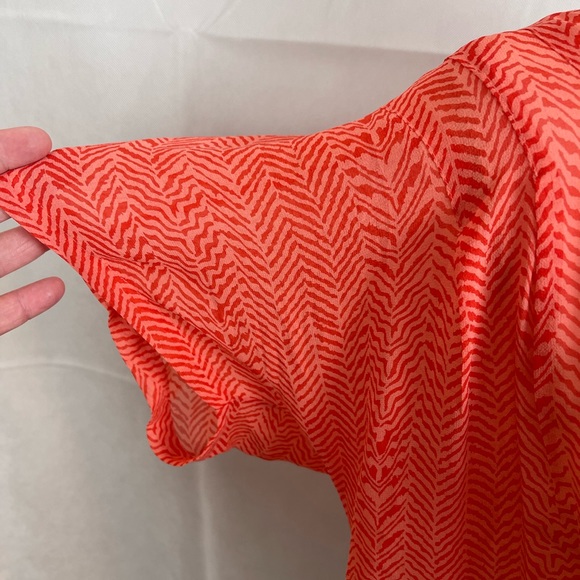 Anthropologie Maeve Tiburon Silk Button Blouse Size M Orange Coral Sheer - Picture 4 of 8